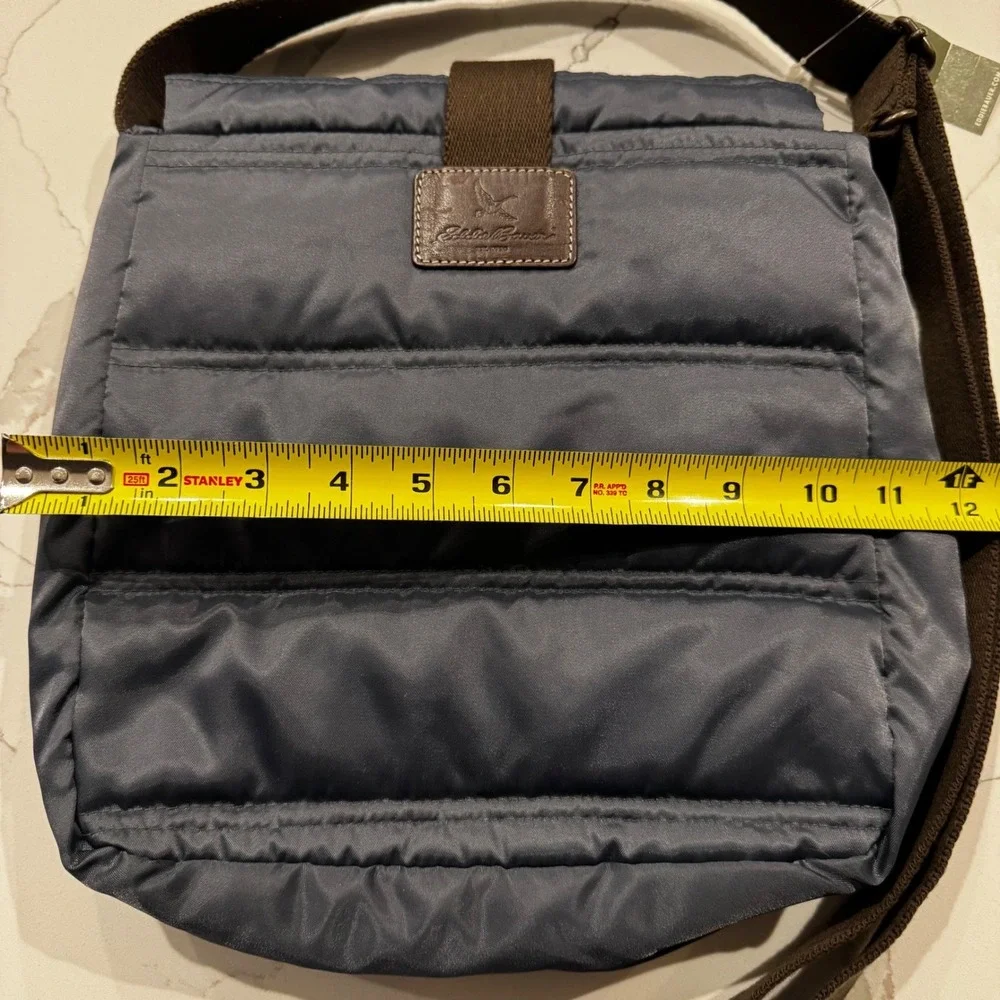 Eddie Bauer Down Guide Bag Dark Smoke Gray Quilted Puffer Crossbody 1137 NEW